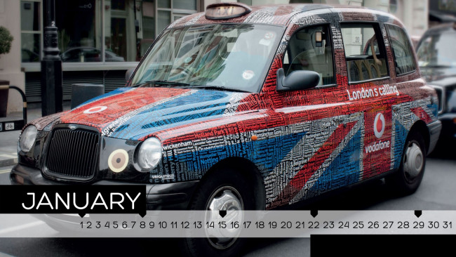 Обои картинки фото календари, автомобили, такси, лондон