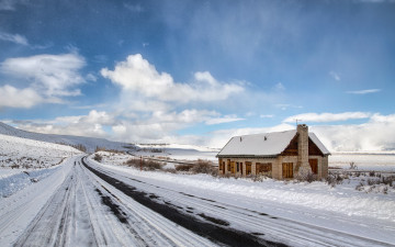 Картинка природа дороги дорога дом зима