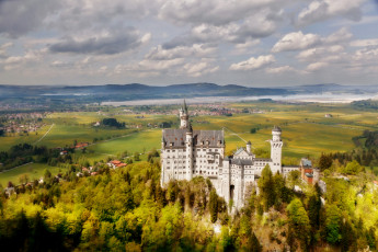 Картинка города замок+нойшванштайн+ германия пейзаж