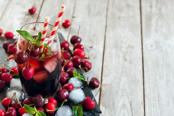 Картинка еда напитки напиток mint cherry fruit ice beverage мята лед фрукты вишня