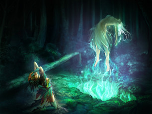Картинка фэнтези маги +волшебники лес ночь магия волшебница ритуал