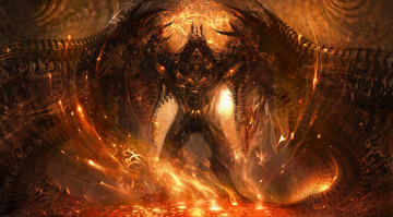 Картинка фэнтези демоны демон огонь крылья
