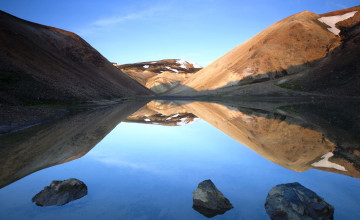 Картинка высокогорье+ландманналейгар +исландия природа реки озера озеро горы камни