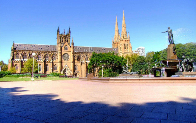 Обои картинки фото st marys cathedral, города, сидней , австралия, st, marys, cathedral