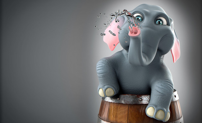 Обои картинки фото 3д графика, юмор , humor, слонёнок