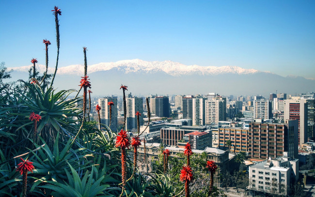 Обои картинки фото города, сантьяго , Чили, панорама