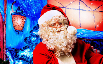 Картинка праздничные дед+мороз +санта+клаус фонарь санта-клаус
