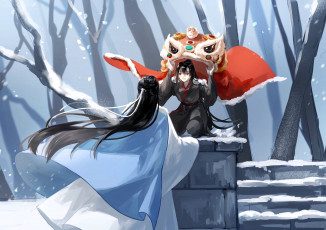 Картинка аниме mo+dao+zu+shi вэй усянь лань ванцзи маска снег лестница