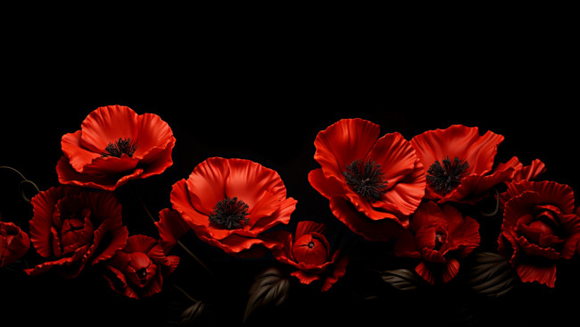Обои картинки фото 3д графика, цветы , flowers, цветы, маки, красные, черный, фон, композиция