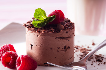 Картинка еда мороженое десерты стружка вилка сладкое малина мята шоколад