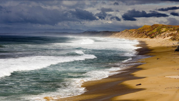 обоя природа, побережье, небо, море, песок