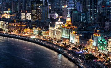 Картинка города шанхай китай река здания панорама