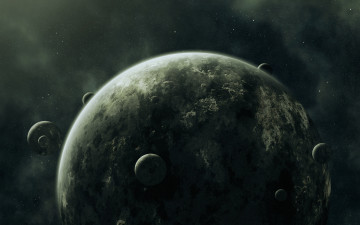 Картинка космос арт darkness sci fi moons planets