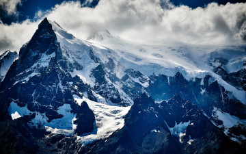 Картинка природа горы вершины снег облака