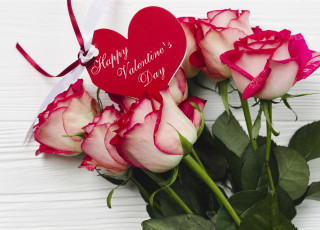 Картинка праздничные день+святого+валентина +сердечки +любовь розы надпись пожелание