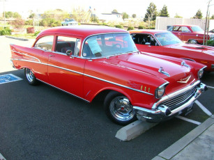 обоя chevy, 210, bel, air, 1957, автомобили, выставки, уличные, фото