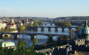 Картинка города прага Чехия мосты на влтаве