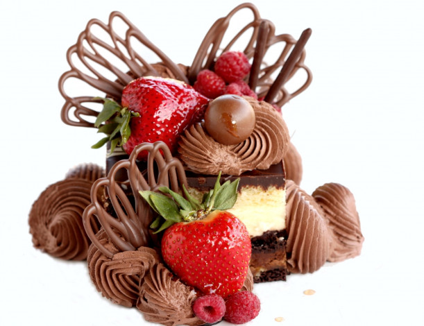 Обои картинки фото еда, конфеты, шоколад, сладости, клубника
