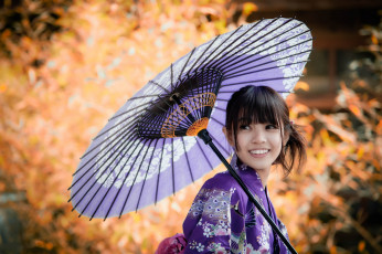 Картинка девушки -unsort+ азиатки взгляд зонтик кимоно
