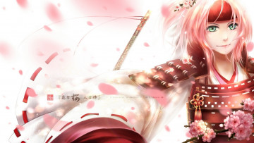 Картинка аниме naruto сакура харуно куноичи наруто взгляд девушка цветы лепестки меч