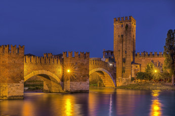 Картинка verona города верона+ италия мост башня река