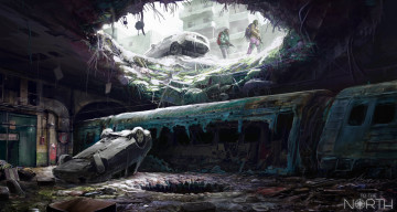 Картинка фэнтези иные+миры +иные+времена подземка холод оружие дыра арт sci-fi люди лед зима