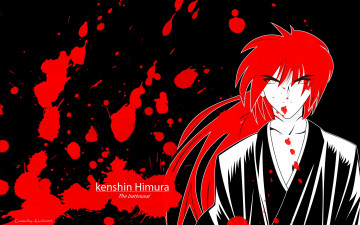 Картинка аниме rurouni+kenshin кровь самурай kenshin himura мужчина