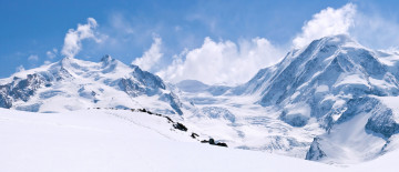 Картинка природа горы следы вид вершина скалы снег