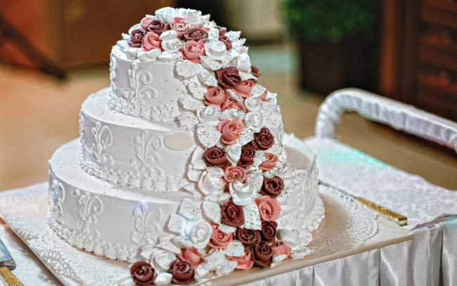 Обои картинки фото еда, торты, свадебный, торт