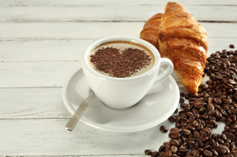 Картинка еда кофе +кофейные+зёрна кофейные зерна булочки