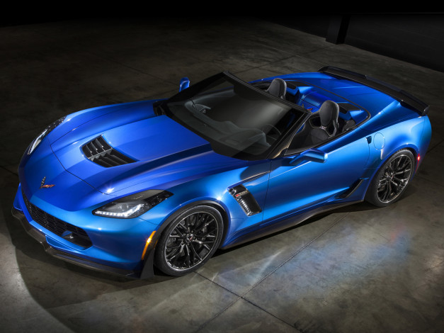 Обои картинки фото автомобили, corvette, 2015г, синий, с7, z06, convertible