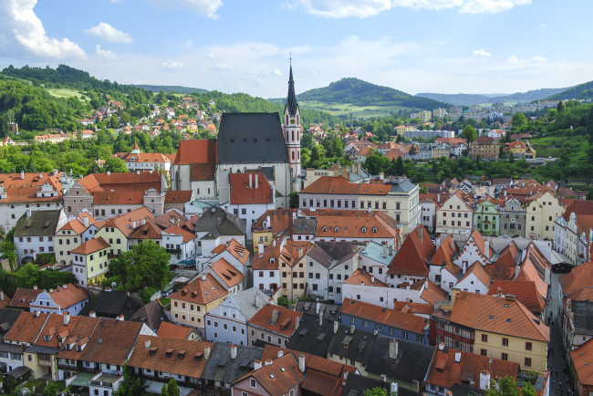 Обои картинки фото Чешски крумлов , Чехия, города, - панорамы, панорама