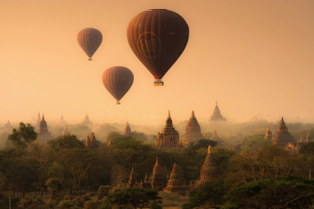 Картинка авиация воздушные+шары воздушные шары небо храмы пагоды древняя столица паган мьянма