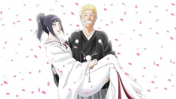Картинка аниме naruto uzumaki bride and groom leaf konoha anime game japanese manga wife hinata hyuuga