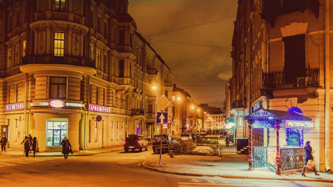 Обои картинки фото города, санкт-петербург,  петергоф , россия, огни, грибоедов, канал, зима, россиz, 7