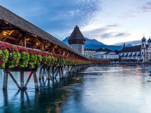 Картинка города люцерн+ швейцария мост