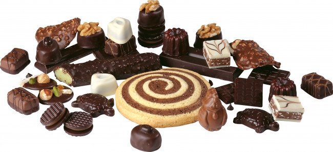 Обои картинки фото еда, конфеты,  шоколад,  сладости, шоколад, печенье, орехи