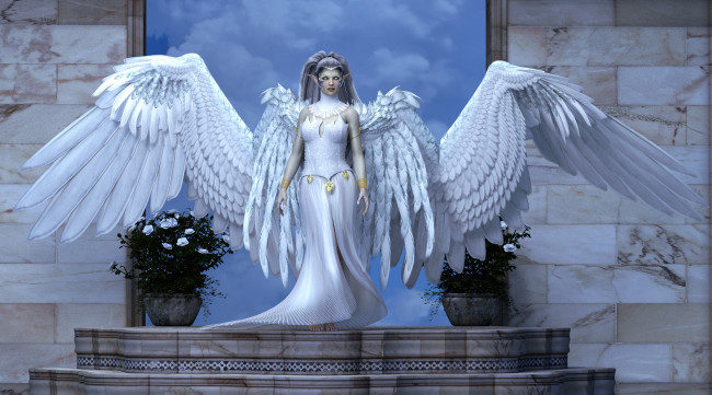 Обои картинки фото 3д графика, ангел , angel, фон, взгляд, эльфийка
