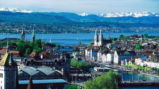 Обои картинки фото города, цюрих , швейцария, панорама