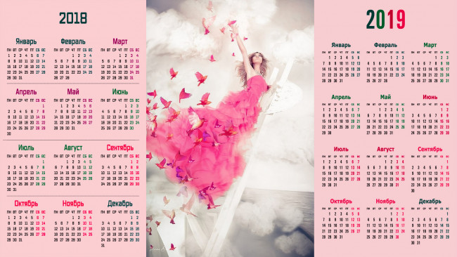 Обои картинки фото календари, компьютерный дизайн, птица, девушка