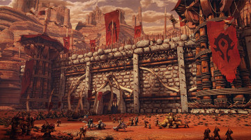 Картинка видео+игры world+of+warcraft существа флаги крепость стена