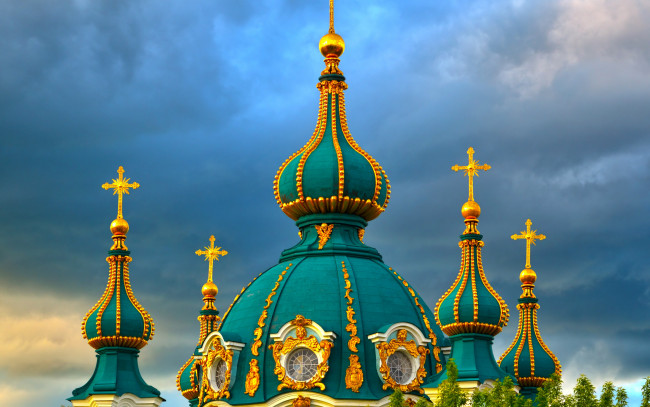 Обои картинки фото города, - православные церкви,  монастыри, st, andrew, church, киев, купола, украина, орнамент, храм, церковь