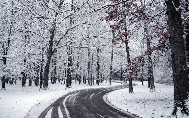 Обои картинки фото природа, дороги, зима, шоссе, снег