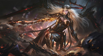 Картинка фэнтези демоны девушка оружие магия корона