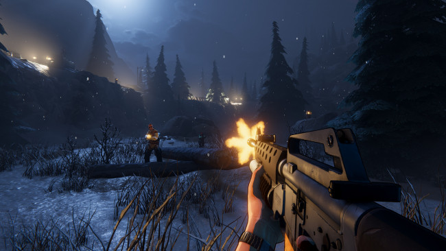 Обои картинки фото видео игры, xiii, оружие, перестрелка, снег, лес