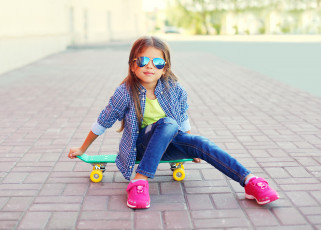 Картинка разное дети девочка очки скейт