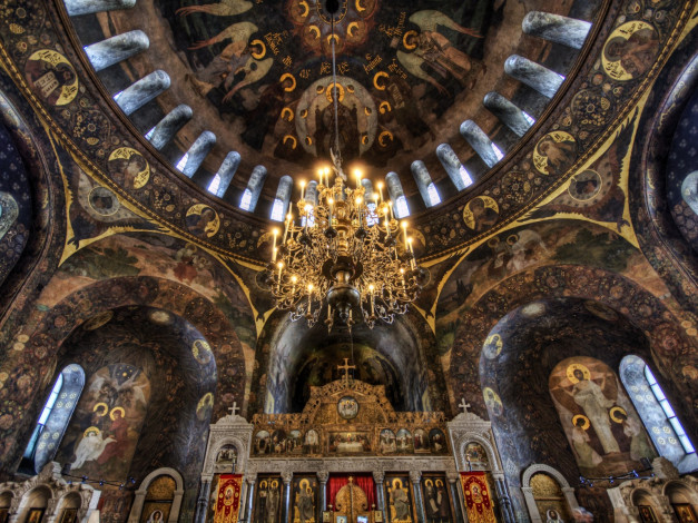 Обои картинки фото grand, cathedral, in, kiev, интерьер, убранство, роспись, храма