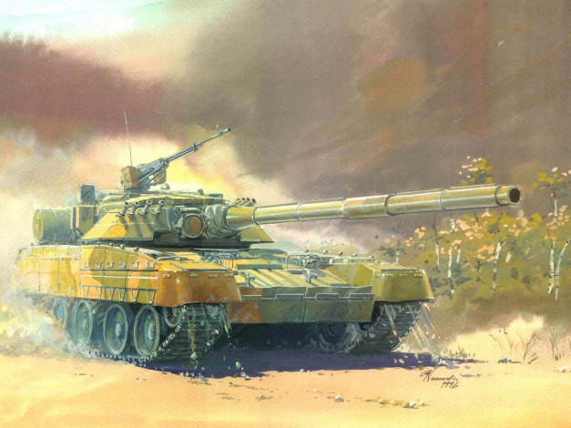 Обои картинки фото основной, танк, 80, техника, военная