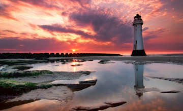 Картинка природа маяки берег маяк закат