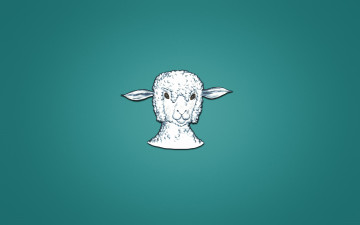 Картинка рисованные минимализм овца барашек животное голова синеватый фон sheep